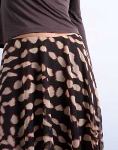 Model wearing Chiffon full maxi skirt in abstract zebra