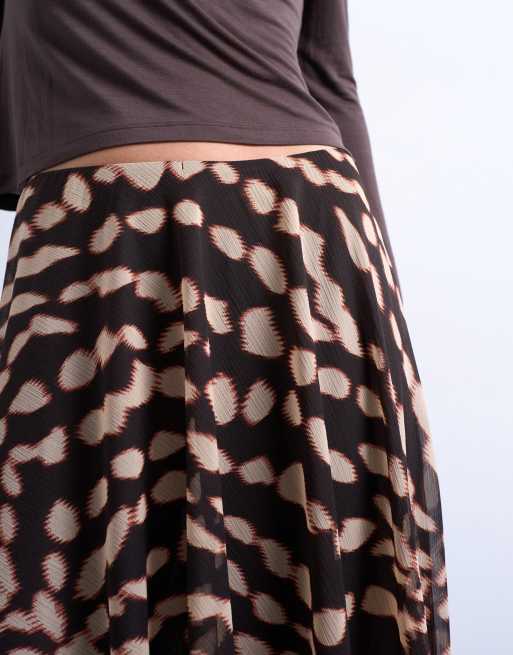 Topshop chiffon full maxi skirt in abstract zebra, 4 of 5