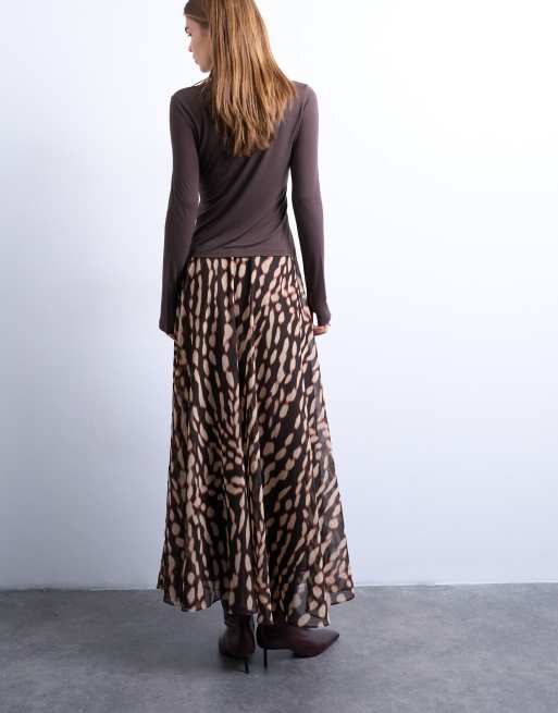 Topshop chiffon full maxi skirt in abstract zebra, 5 of 5