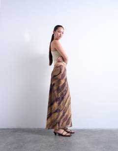 Chiffon midi skirt in woodgrain
