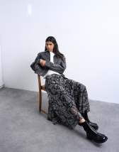 Topshop chiffon seam detail circle maxi skirt in paisley print