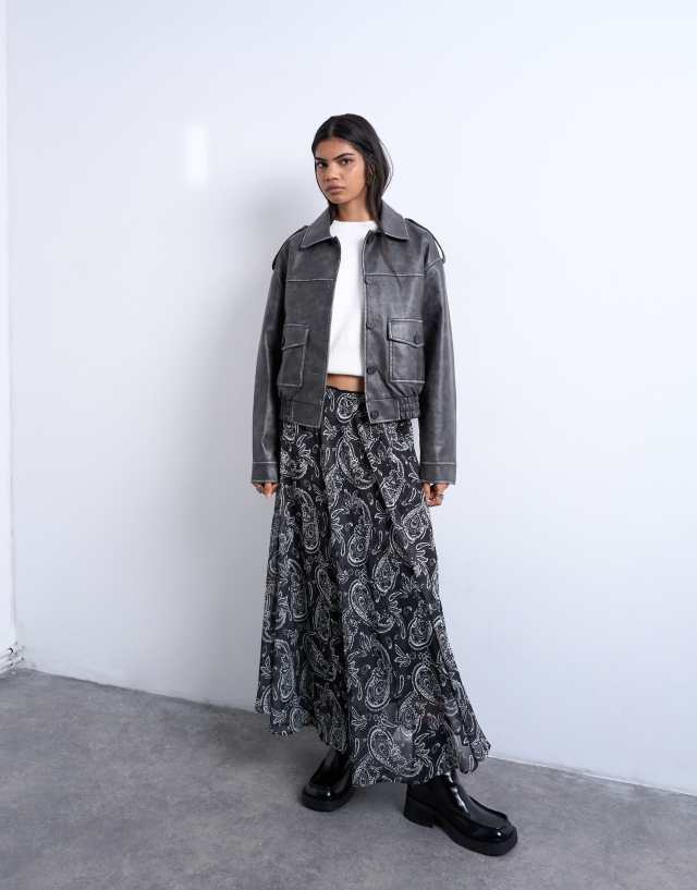 Topshop chiffon seam detail circle maxi skirt in paisley print | ASOS