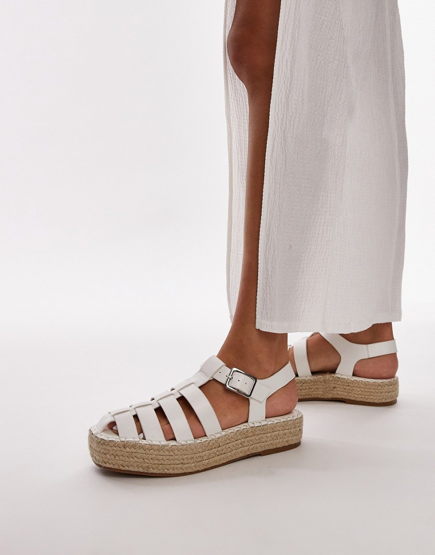 Topshop Chilli fisherman style espadrille in white