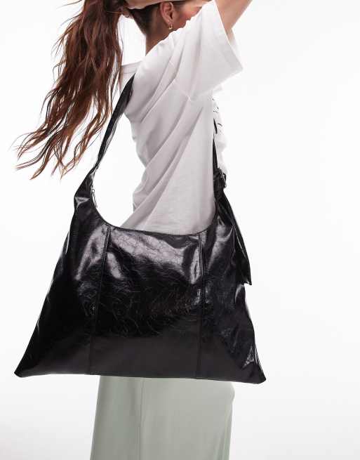 Topshop - Chloe - Crossbody tas in zwart craquelé