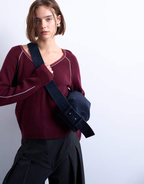Topshop - Chloe - Marineblå crossbody-taske i ægte ruskind - view 1