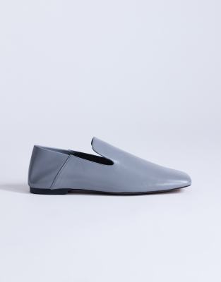 Topshop - Chloe - Mocassins en cuir véritable de qualité supérieure - Gris