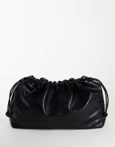 Topshop Chloe oversized ruched pouch clutch bag in black