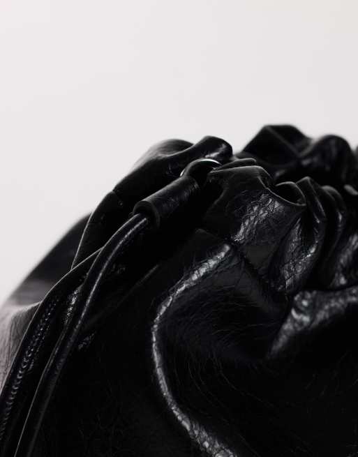 Topshop Chloe oversized ruched pouch clutch bag in black, 3 of 4