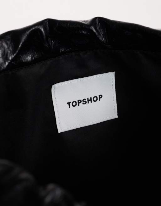 Topshop Chloe oversized ruched pouch clutch bag in black, 4 of 4