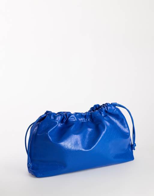 Topshop Chloe oversized ruched pouch clutch bag in cobalt, 2 of 4