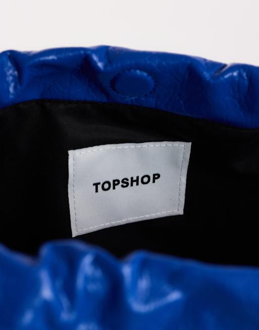 Topshop Chloe oversized ruched pouch clutch bag in cobalt, 4 of 4