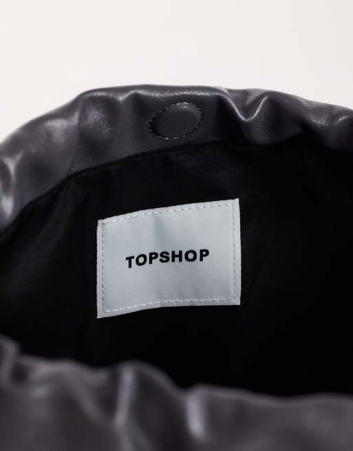 Topshop Chloe oversized ruched pouch clutch bag in gray, 4 of 4