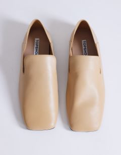 Model wearing Chloe premium real leather loafer in camel