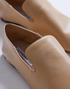 Model wearing Chloe premium real leather loafer in camel