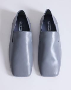 Model wearing Chloe premium real leather loafer in grey
