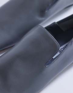 Model wearing Chloe premium real leather loafer in grey