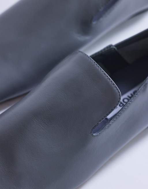 Topshop Chloe premium real leather loafer in grey, 3 of 4