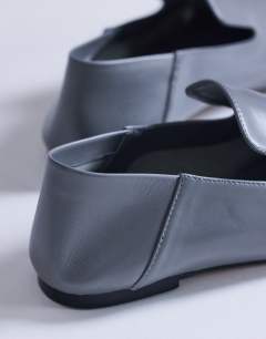 Model wearing Chloe premium real leather loafer in grey