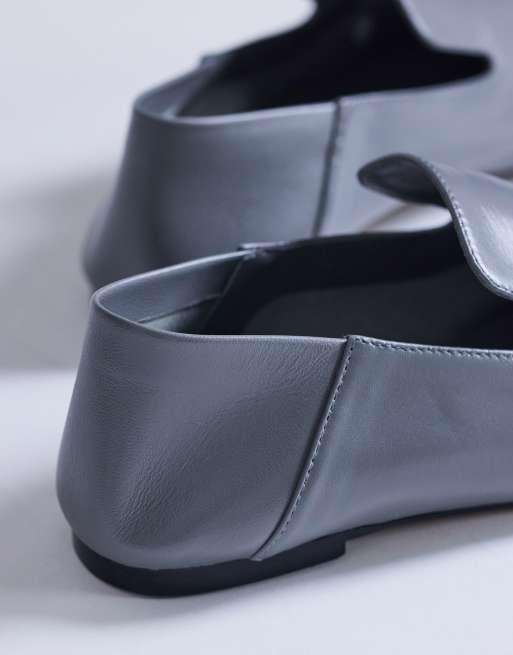 Topshop Chloe premium real leather loafer in grey, 4 of 4