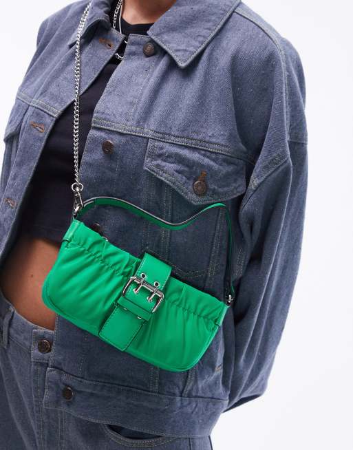 Topshop – Chloe – Zielona nylonowa minitorebka crossbody z klamrą