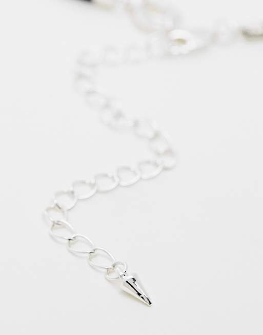 Topshop chubby heart charm rope necklace in silver