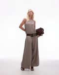 [Topshop] Topshop chuck on boxy jumpsuit in brown cupro 12 BROWN