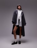 [Topshop] Topshop chuck on coat in dark grey XS Dark grey