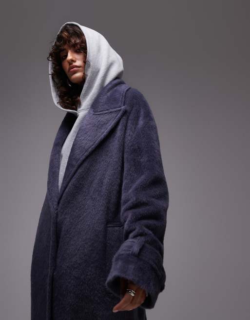 Topshop chuck on coat in navy