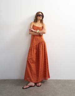 Chuck on maxi dress in orange