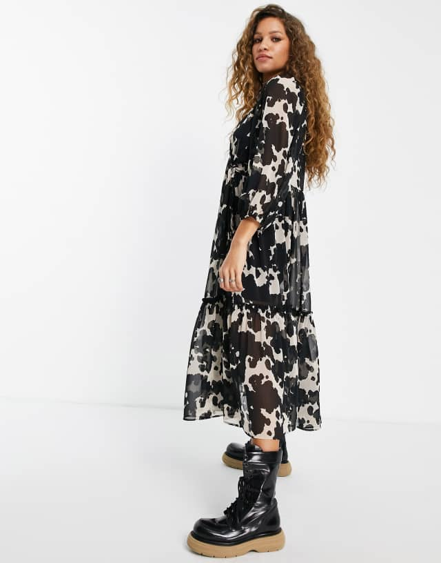 Topshop chuck on midi dress in mono