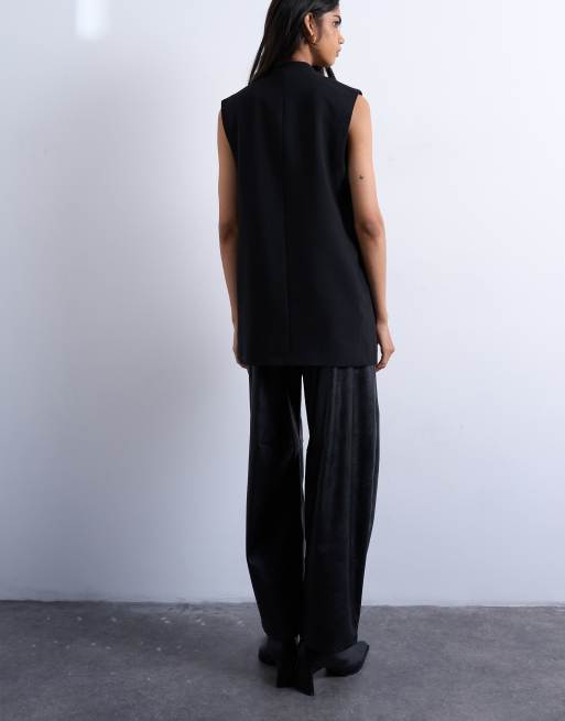 Topshop chuck on sleeveless blazer in black - part of a set, 4 of 4