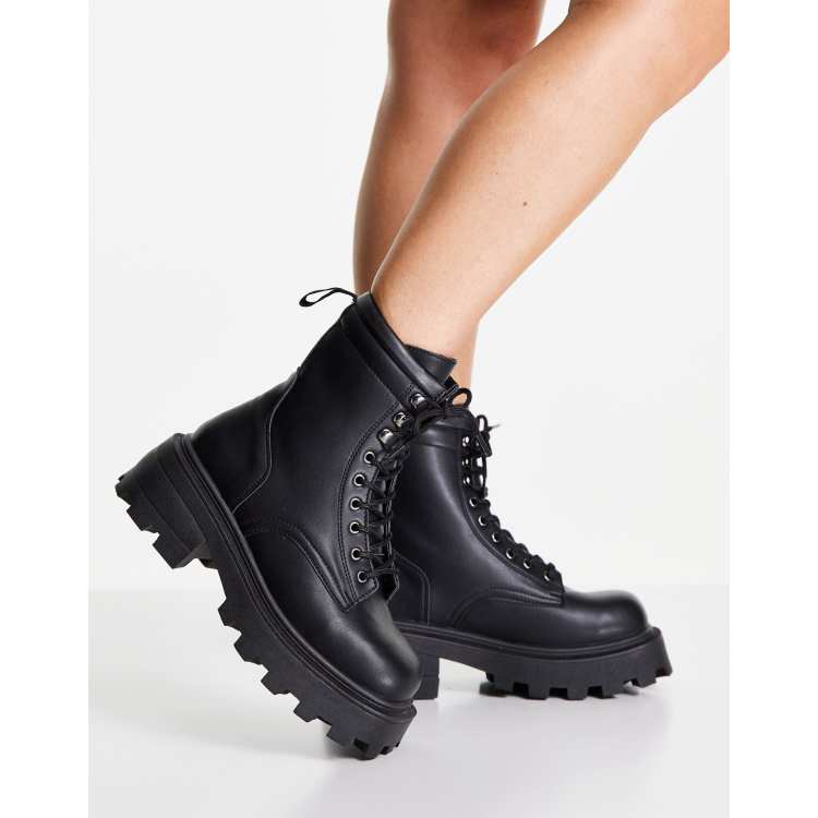 Womens chunky store biker boots