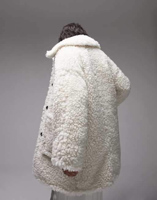 Topshop white 2025 borg coat