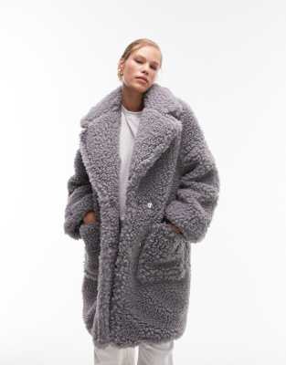 Topshop on sale borg coat