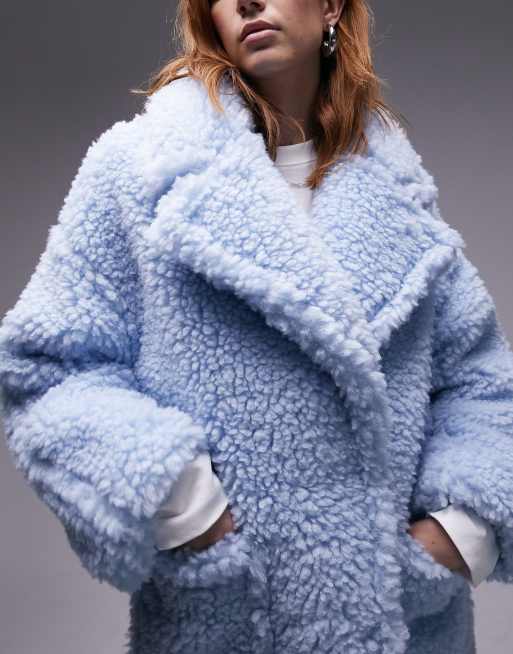 Topshop blue 2025 teddy coat