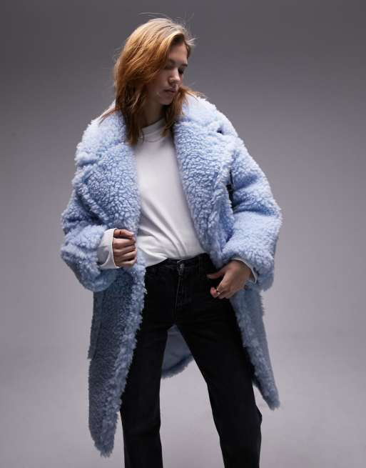 Blue teddy 2025 coat topshop