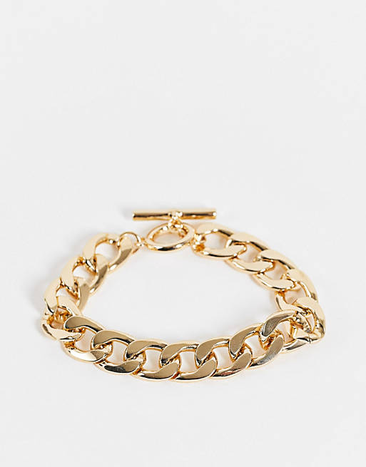 Topshop chunky chain t bar bracelet in gold
