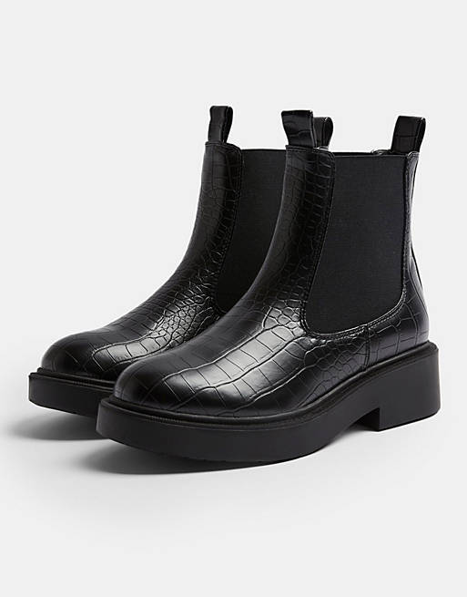 Topshop chunky chelsea boot in black