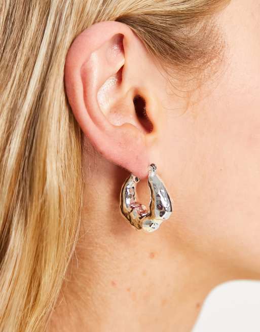 Topshop - Chunky hoop-øreringe i sølv - SILVER
