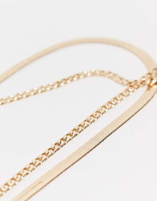 Topshop Chunky Layered Necklace With Eagle Pendant In Gold Asos