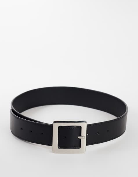 Topshop chunky leren riem in zwart - view 1