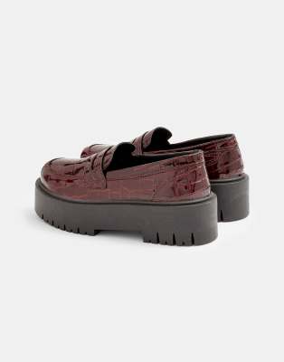 chunky burgundy loafers