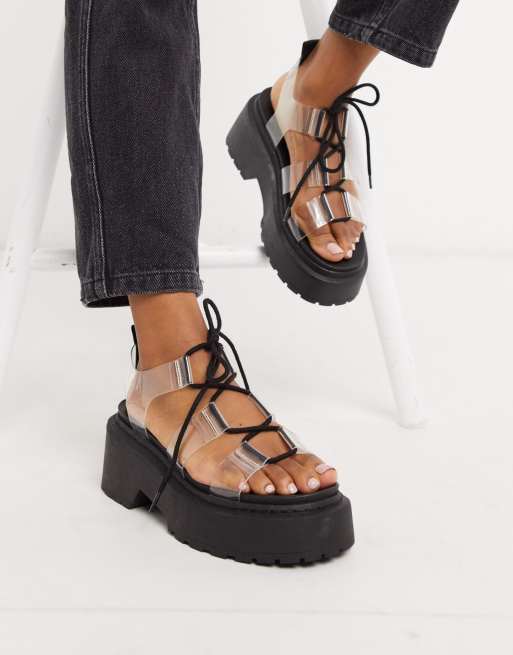 Clear best sale chunky sandals