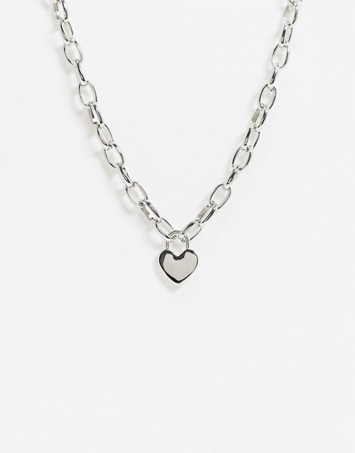 Topshop chunky silver necklace with heart pendant