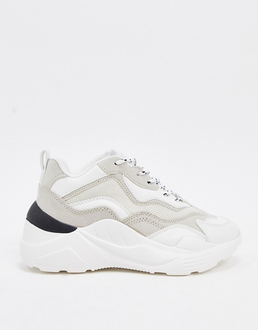 Topshop chunky trainer in off white