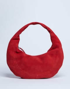Cian real suede scoop grab bag in red