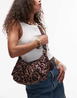 Topshop - Cian - Umhängetasche mit Leopardenmuster-Braun