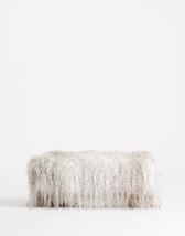 Topshop Ciara oversized folded faux fur structured clutch bag in neutral mix