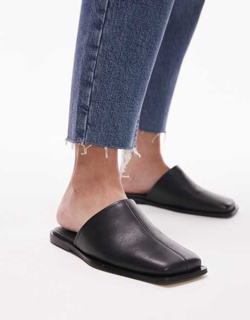 Womens black 2024 flat mules