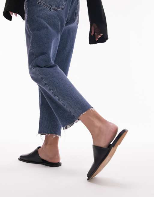 Ladies flat store leather mules